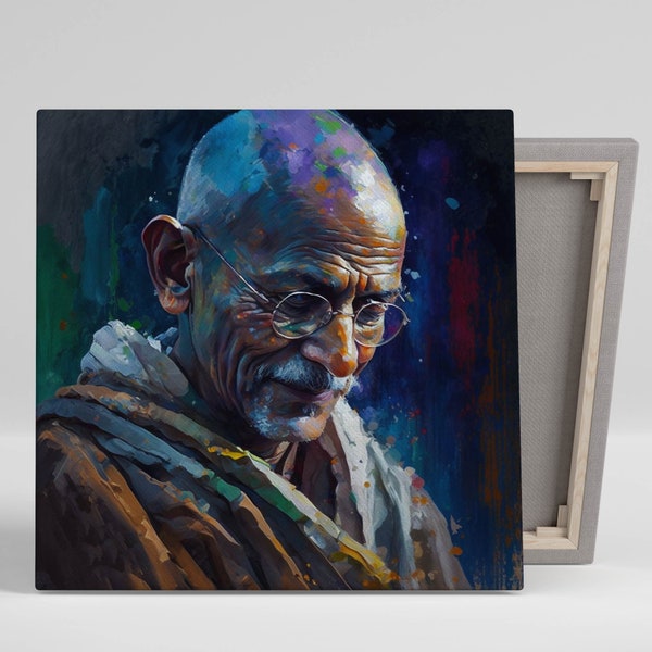 Gandhi-Wandkunst, Leinwand oder Poster, inspirierendes Dekor, Wohnzimmerdekoration, moderne Kunst, Weisheitswandkunst, Gandhi-Wandbehang