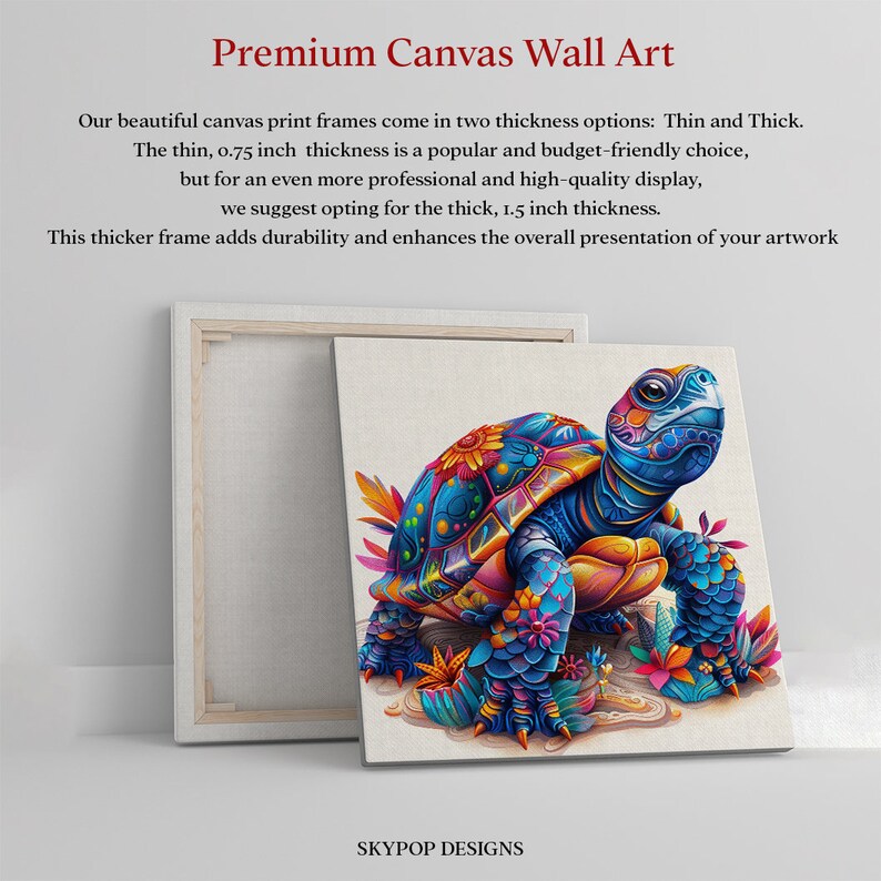 Kaleidoscopic Sea Turtle Art, Canvas or Poster, Whimsical Bohemian Decor, Living Room Bedroom Office Children's Room Wall Art, Multicolor image 4
