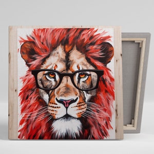 Abstract Lion With Glasses, Poster or Canvas, Lion With Glasses, Lion Wall Art, Lion Wall Decor, Stylish Lion Artwork, Modern Wall Decor