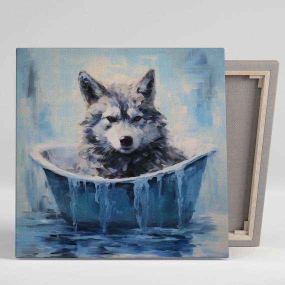 Fox In Bathtub, Canvas Or Poster, Bathroom Decor, Bathroom Wall Art, Animal Decor, Fox Wall Art, Fox Decor, Bathroom Print Art