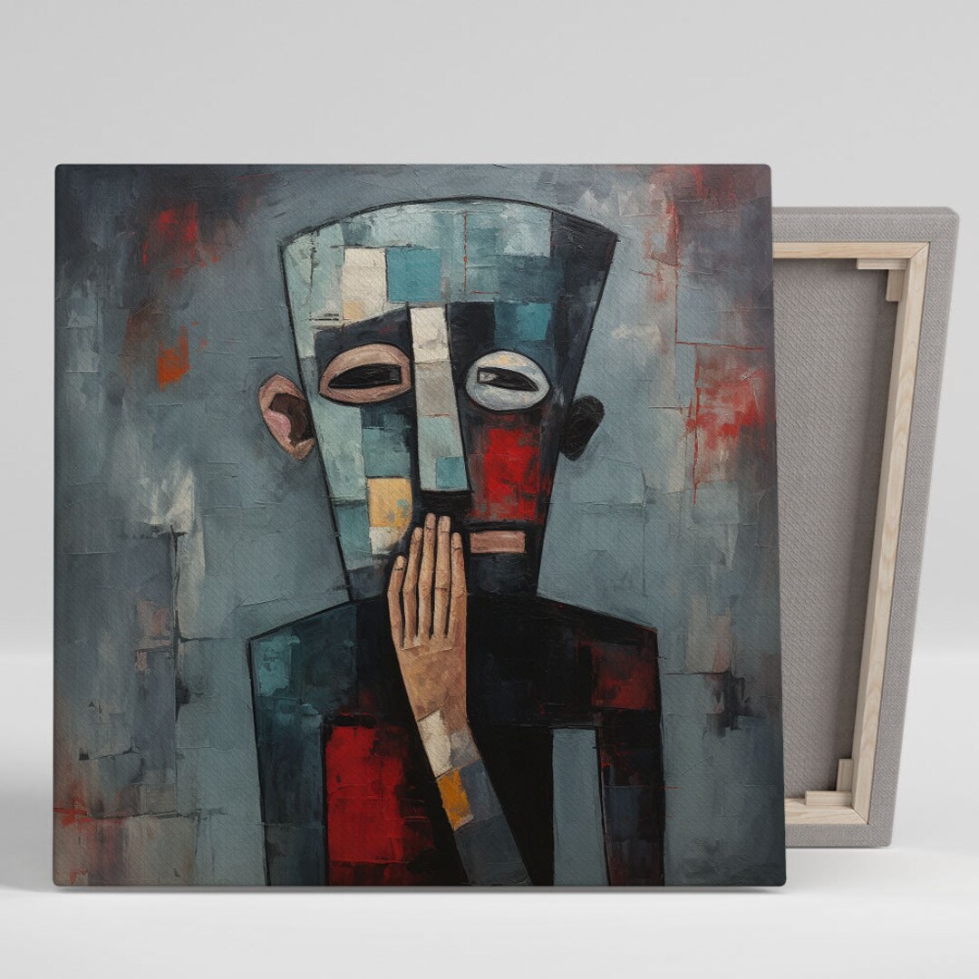 Abstract Face Wall Art, Canvas or Poster, Modern Wall Decor
