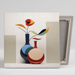 Abstract Vase, Canvas Or Poster, Contemporary Decor, Minimalist Art, Abstract Still Life, Vibrant Vase Artwork, living Room Decor, Home Art