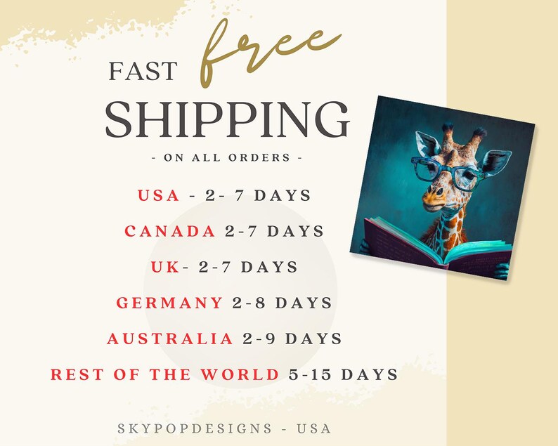 Giraffe Wall Art, Canvas or Poster, Whimsical Animal Contemporary Decor