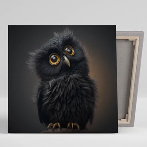 Black Owl Wall Art, Canvas Or Poster, Owl Wall Art, Owl Decor, Owl Art, Owl Home Decor, Owl Wall Hanging, Night Owl Art