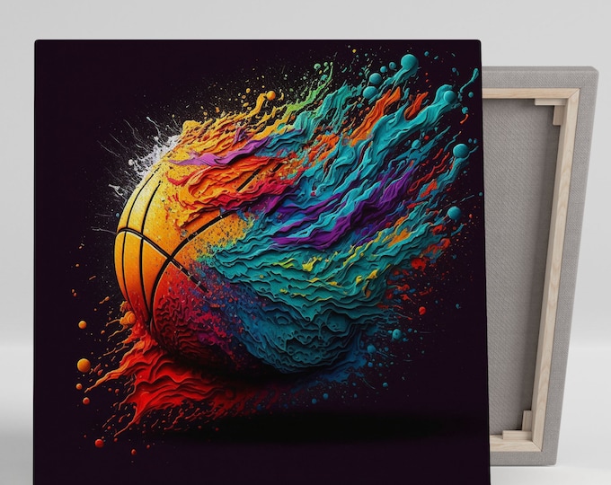 Basket Ball Wall Art, Canvas Or Poster, Home Decor, Wall Decor, Sports Wall Art, BasketBall Wall Hanging ,BasketBall Wall Decor