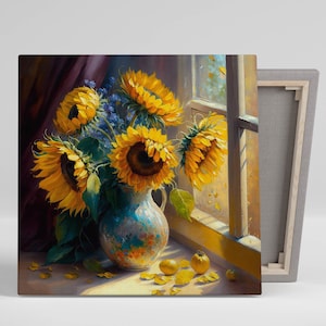 Watercolor Sunflower Wall Art, Canvas Or Poster, Home Decor, Sunflower Decor, Floral Wall Art, Nature Inspired Decor