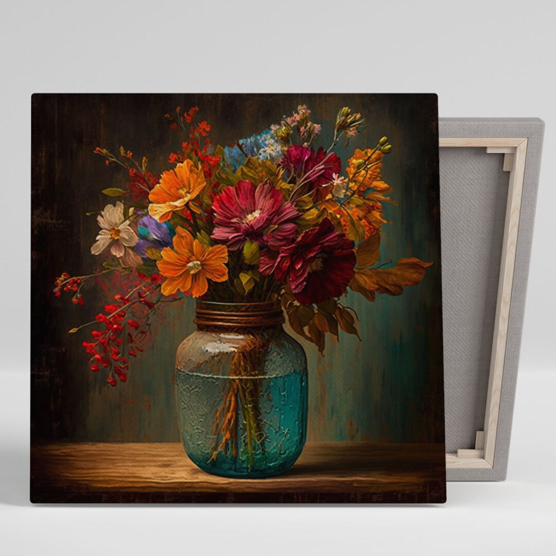 Flower Vase Wall Art Canvas or Poster Flower Vase Wall Etsy