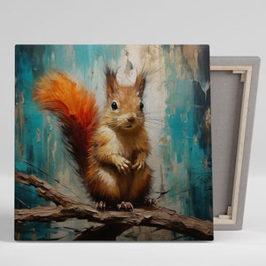 Squirrel Wall Art, Canvas Or Poster, Squirrel Decor, Minimalist Art, Animal Lovers, Home Decor, Modern Art, Squirrel Wall Hanging