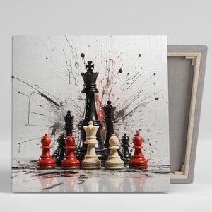 Abstract Chess Art, Canvas Or Poster, Minimalistic Art, Chess Art, Chess Wall Decor, Bedroom Decor, Chess Wall Hanging, Game Decor