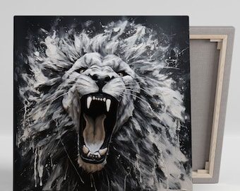 Roaring Lion Wall Art, Canvas Or Poster, Wildlife Wall Art, Safari Decor, Modern Wall Art, Living Room Decor, Animal Decor, Contemporary Art