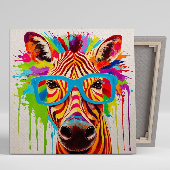アート・デザイン・音楽 NATIONAL CHARACTERISTICS IN DESIGN Funky Zebra Specs Wall Art, Canvas or Poster, Pop Art Contemporary