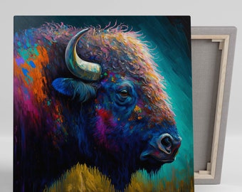 Abstract Bison Art, Canvas Or Poster,  Wall Decor, Wildlife Art, Animal Art, Nature Art, Bison Wall Hanging, Bison Canvas or Poster