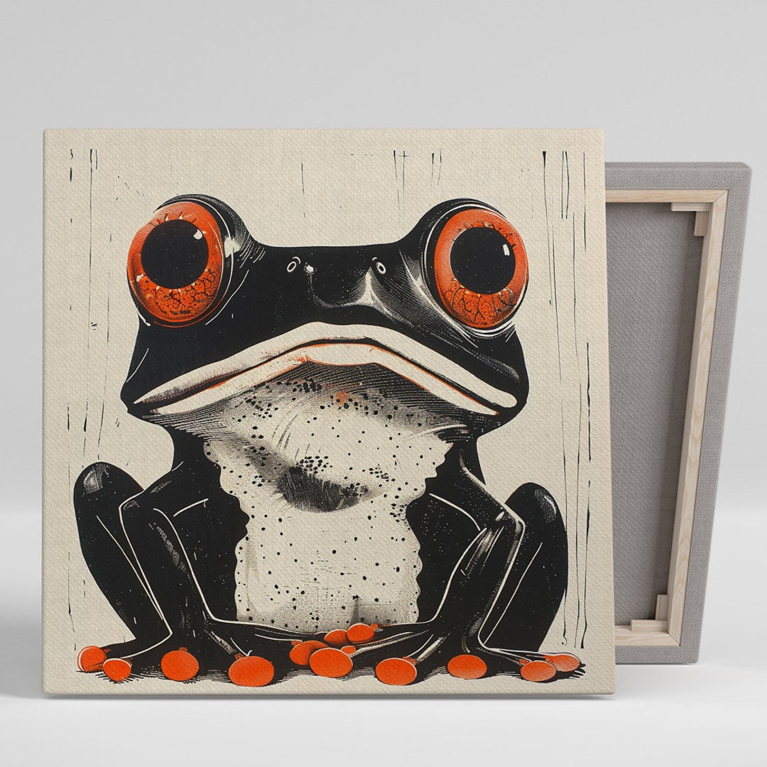 Frog Gaze Wall Art, Canvas or Poster, Contemporary Animal Decor