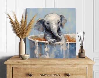 Elephant Art, Canvas or Poster, Whimsical Modern Bohemian Decor