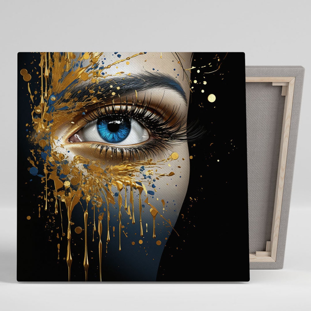 Abstract Eye Wall Art, Canvas or Poster, Golden Eye Art, Contemporary Art, Unique Wall Art