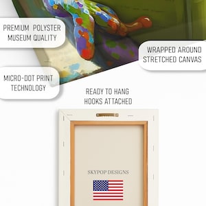 Frog Art, Poster or Canvas, Whimsical Pop Art Decor, Living Room Childrens Room Office Wall Art, Multicolor Green Blue Yellow immagine 5