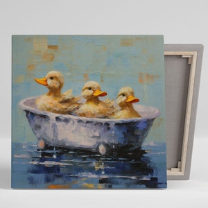 Three Ducks In Bathtub , Canvas Or Poster, Bathroom Wall Art, Nursery Wall Decor, Bathroom Decor, Kids Decor, Home Decor, Ducks Wall Art
