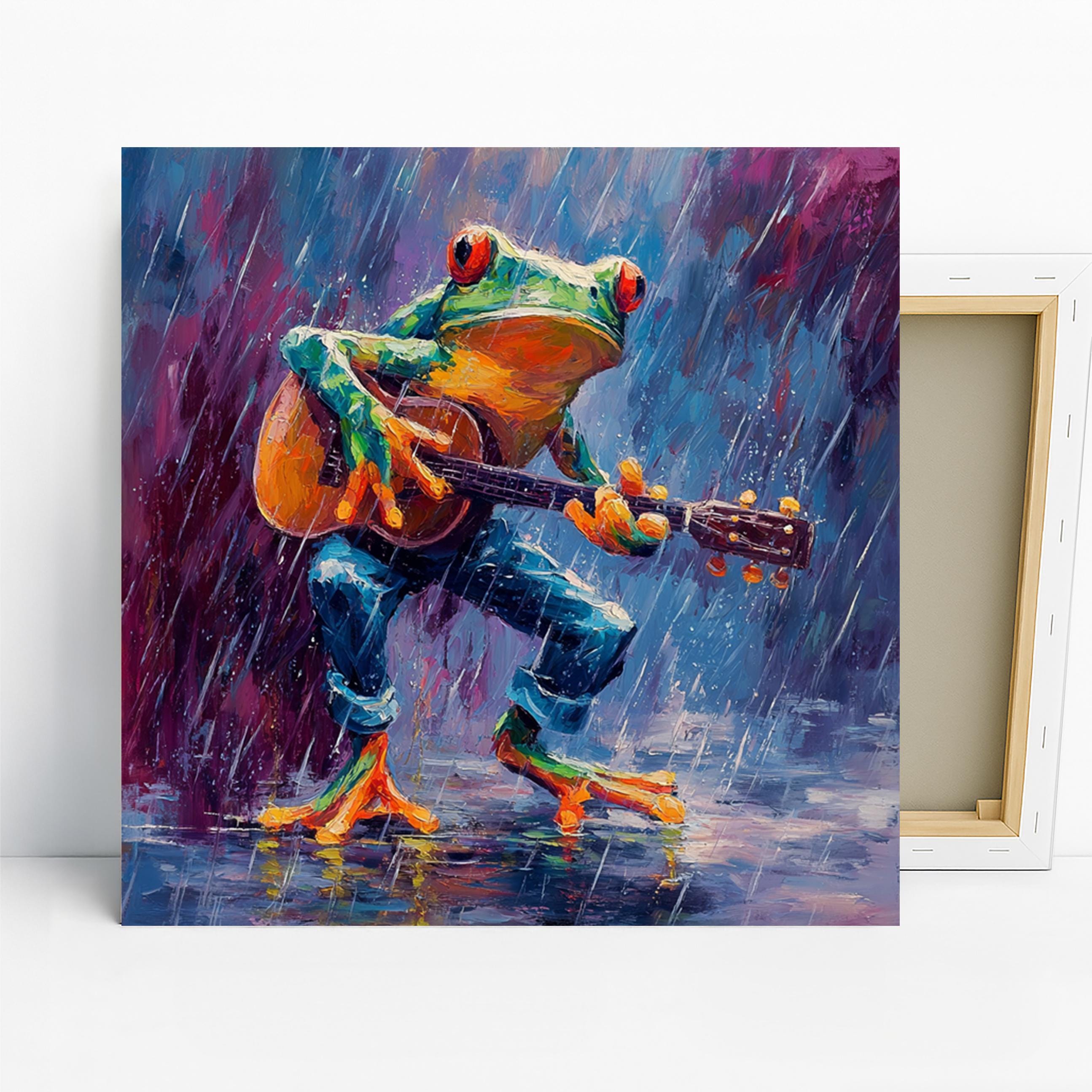 Frog Art, Canvas or Poster, Bohemian Modern Decor, Living Room