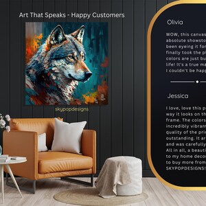 Wolf Art, Canvas or Poster, Abstract Modern Rustic Bohemian Decor, Living Room Bedroom Entryway Office Wall Art,Blue Multicolor Orange Brown image 9