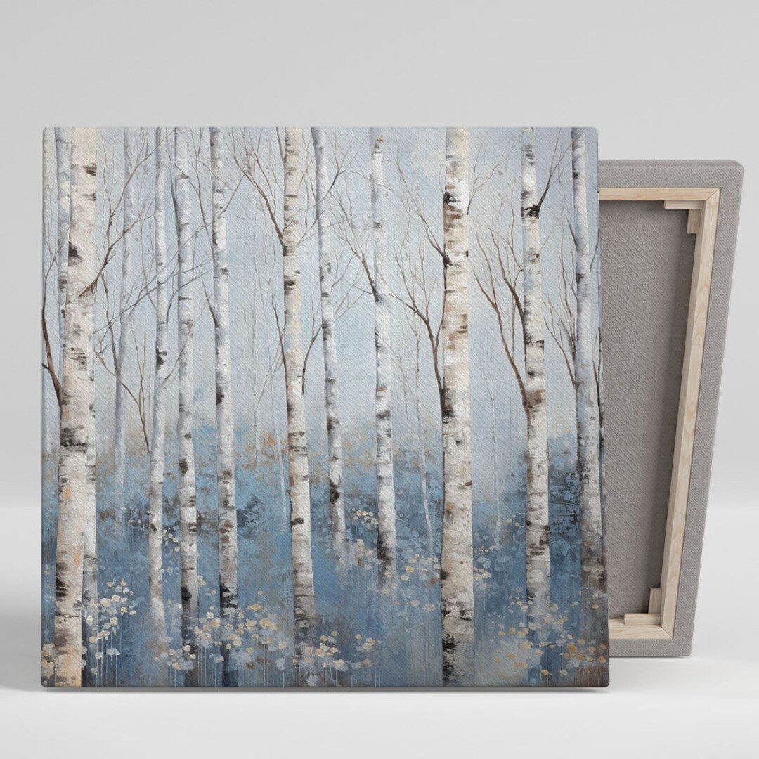 Birch Tree Wall Art, Canvas or Poster, Contemporary Wall Art, Living