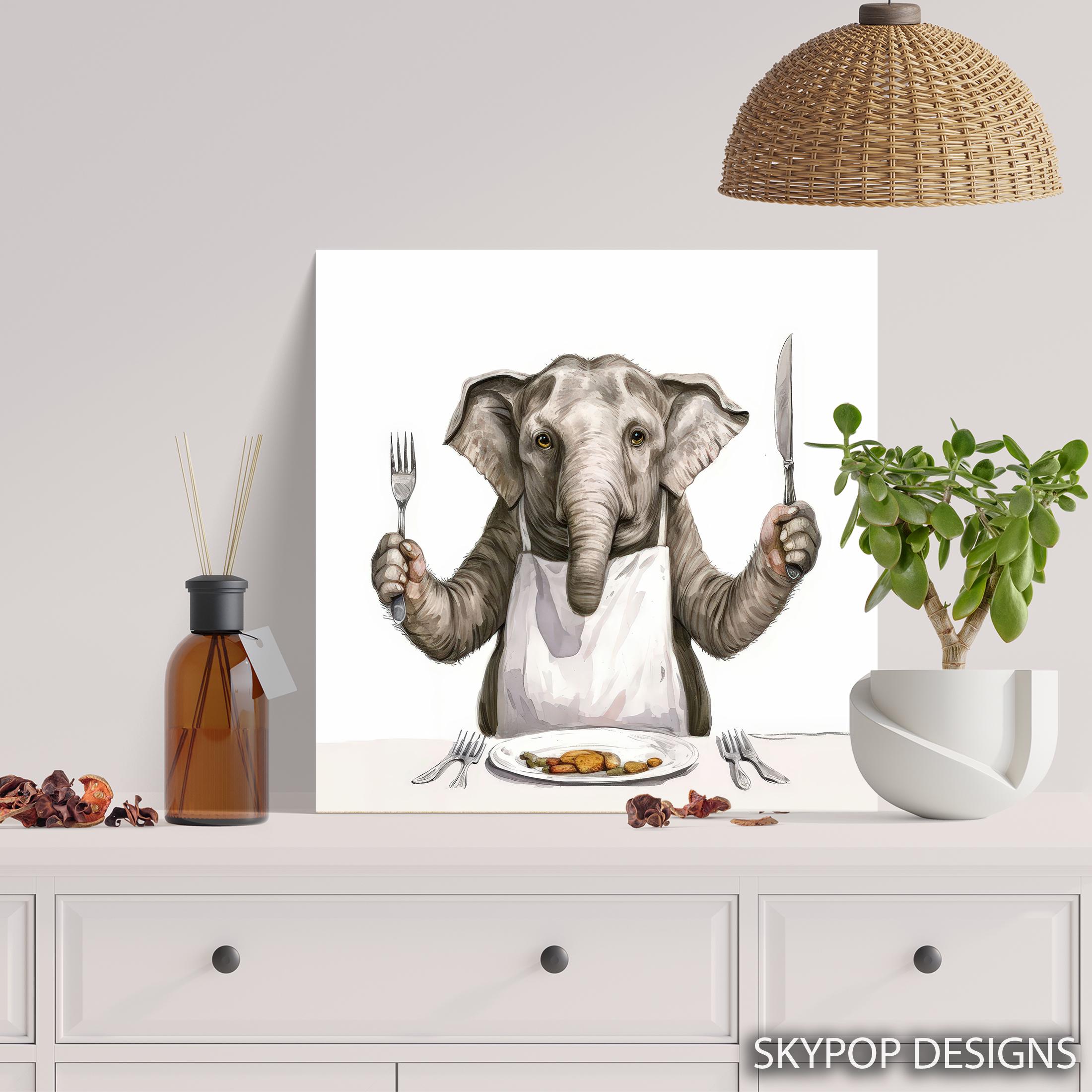 Elephant Art, Canvas or Poster, Whimsical Bohemian Contemporary 