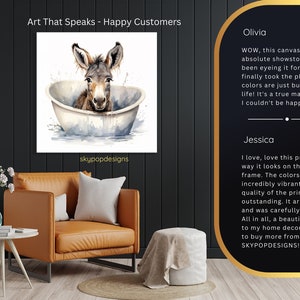 Bathtub Donkey Splash Art, Canvas or Poster, Animal Decor, Farmhouse ...