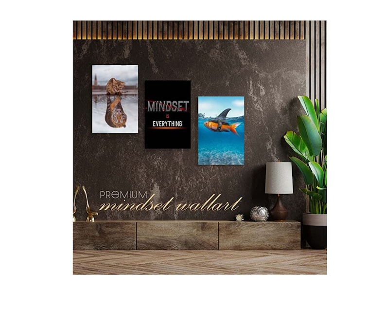 MINDSET IS EVERYTHING - Motivational Office Wall Art - Inspirational Mindset Wall Art for Home Gym and Office Wall Decor Set of 3 image 6