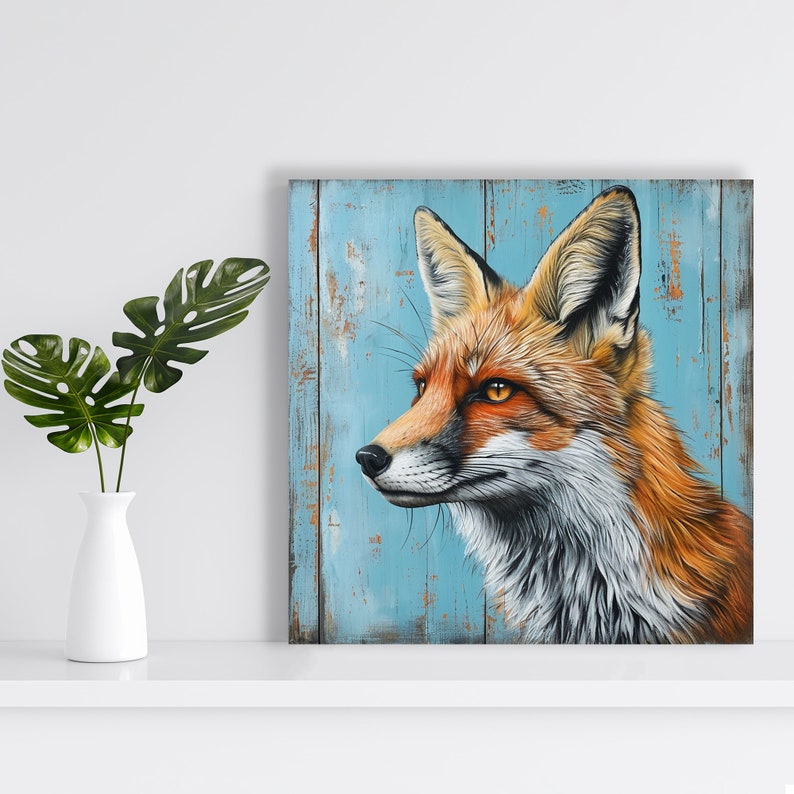 Rustic Fox Image Fox Portrait Wall Art, Canvas or Poster, Rustic Farmhouse Decor, Living ...