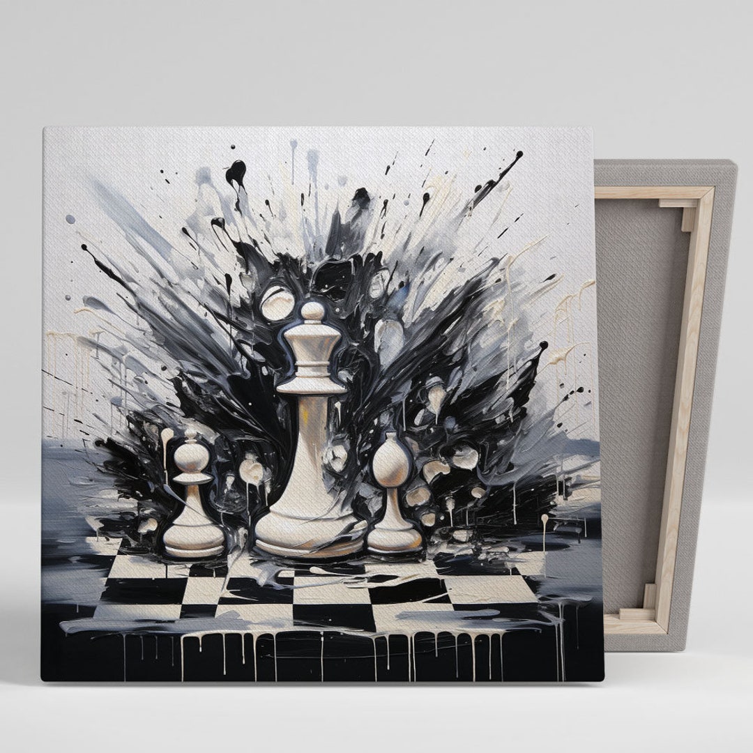 Black and White Chess Wall Art, Canvas or Poster, Chess Wall Hanging ...