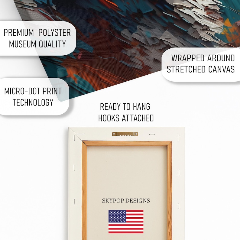 Wolf Art, Canvas or Poster, Abstract Modern Rustic Bohemian Decor, Living Room Bedroom Entryway Office Wall Art,Blue Multicolor Orange Brown image 5