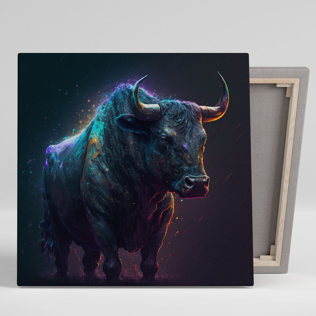 Bull Wall Art, Canvas or Poster, Colorful Bull, Bull Decor, Bull Canvas
