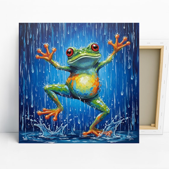 Frog Art, Poster or Canvas, Whimsical Animal Bohemian Decor