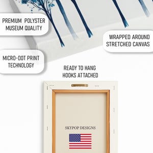 Forest Art, Poster or Canvas, Abstract Minimalist Decor, Living Room Bedroom Office Entryway Wall Art, Blue White Black, Modern Wall Art image 5