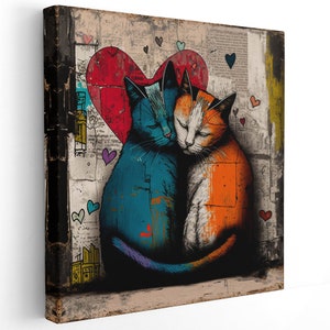 Graffiti Style Cat, Canvas or Poster, Street Art Cat , Cat Street Art ...
