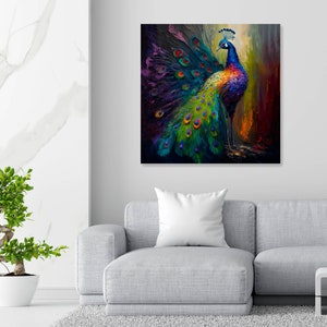 Peacock Feather Wall Art, Canvas or Poster, Elegant Peacock, Peacock ...