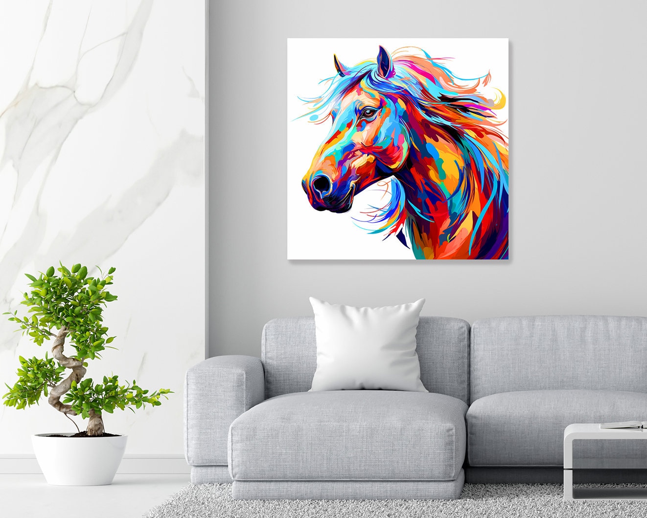 Horse Wall Art, Canvas or Poster, Abstract Contemporary Decor, Living ...