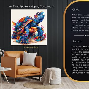 Kaleidoscopic Sea Turtle Art, Canvas or Poster, Whimsical Bohemian Decor, Living Room Bedroom Office Children's Room Wall Art, Multicolor image 6