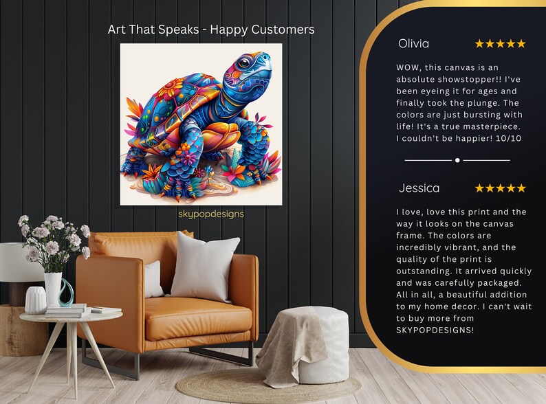 Kaleidoscopic Sea Turtle Art, Canvas or Poster, Whimsical Bohemian Decor, Living Room Bedroom Office Children's Room Wall Art, Multicolor image 6