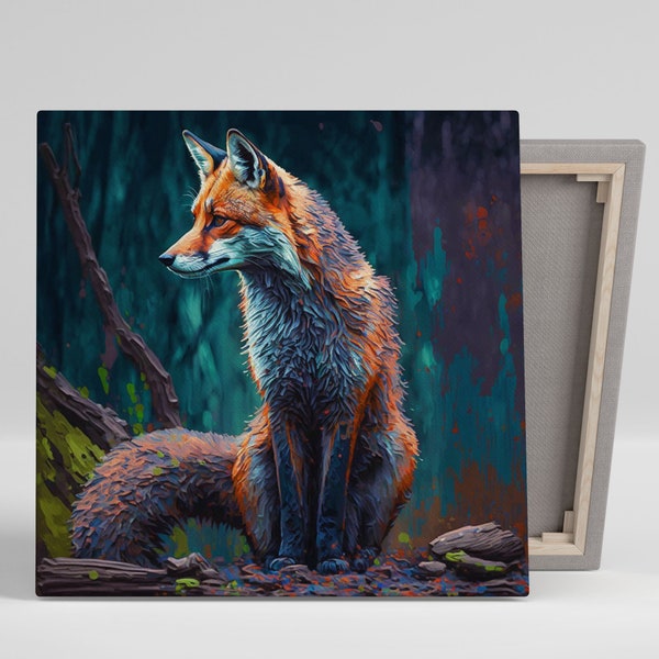 Fox Gallery Wall, Canvas Or Poster, Fox Poster, Fox Room Decor, Fox Home Decor, Fox Prints, Fox Abstract, Vibrant Fox Wall Art