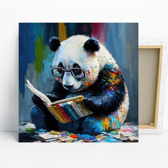 Panda Art, Canvas or Poster, Whimsical Pop Art, Modern Minimalist