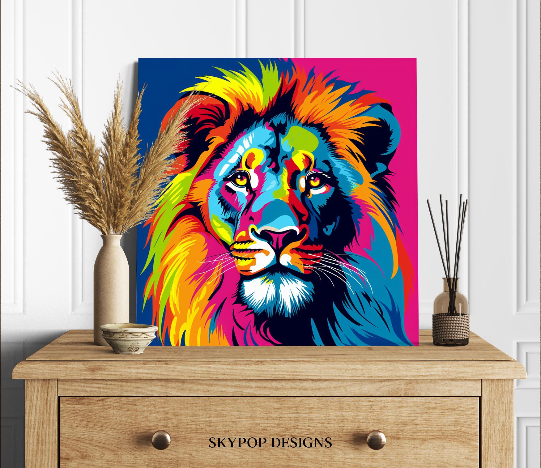 Rainbow Lion Majesty Art, Canvas or Poster, Pop Art Eclectic Decor ...