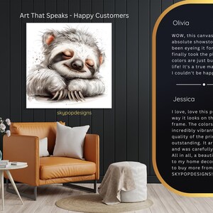 Sleepy Sloth Serenity Art, Canvas or Poster, Animal Whimsical Modern ...