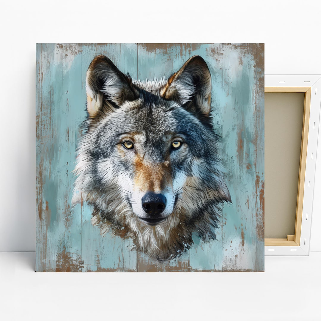 Rustic Wolf Wolf Art, Canvas or Poster, Rustic Farmhouse Decor, Living Room Bedroom ...