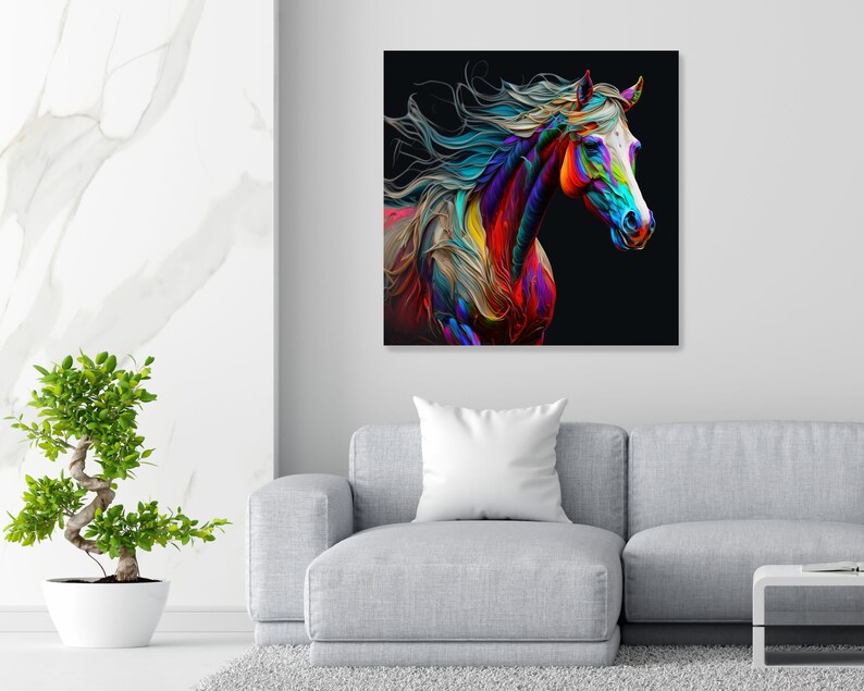 Horse Wall Decor. Canvas Or Poster, Abstract Horse, Horse Room Decor, Horse Gallery Wall, Horse Wall Art, Vibrant Horse Wall hanging bild 6