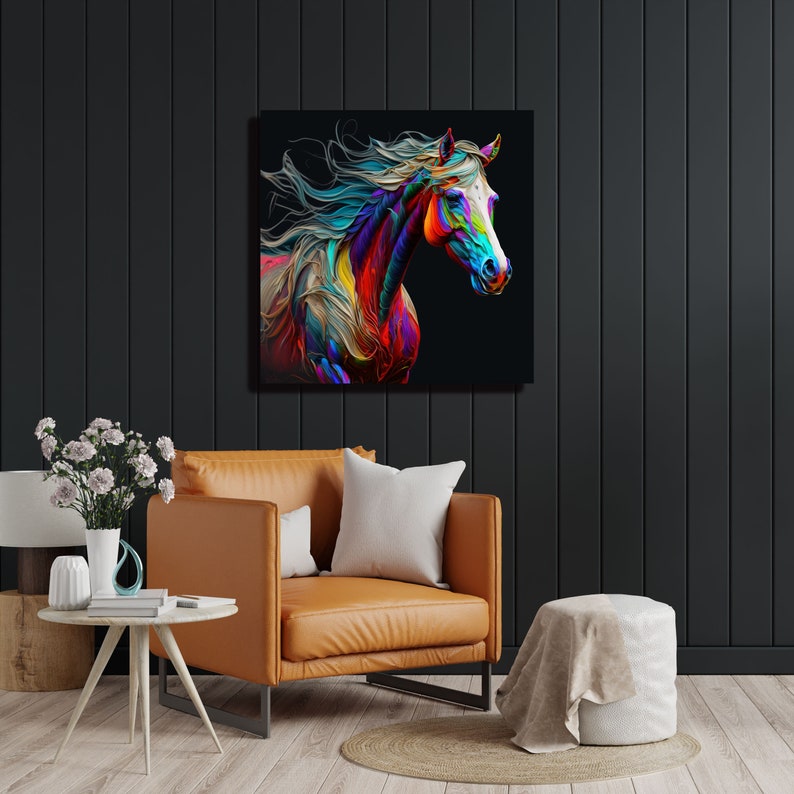 Horse Wall Decor. Canvas Or Poster, Abstract Horse, Horse Room Decor, Horse Gallery Wall, Horse Wall Art, Vibrant Horse Wall hanging bild 7