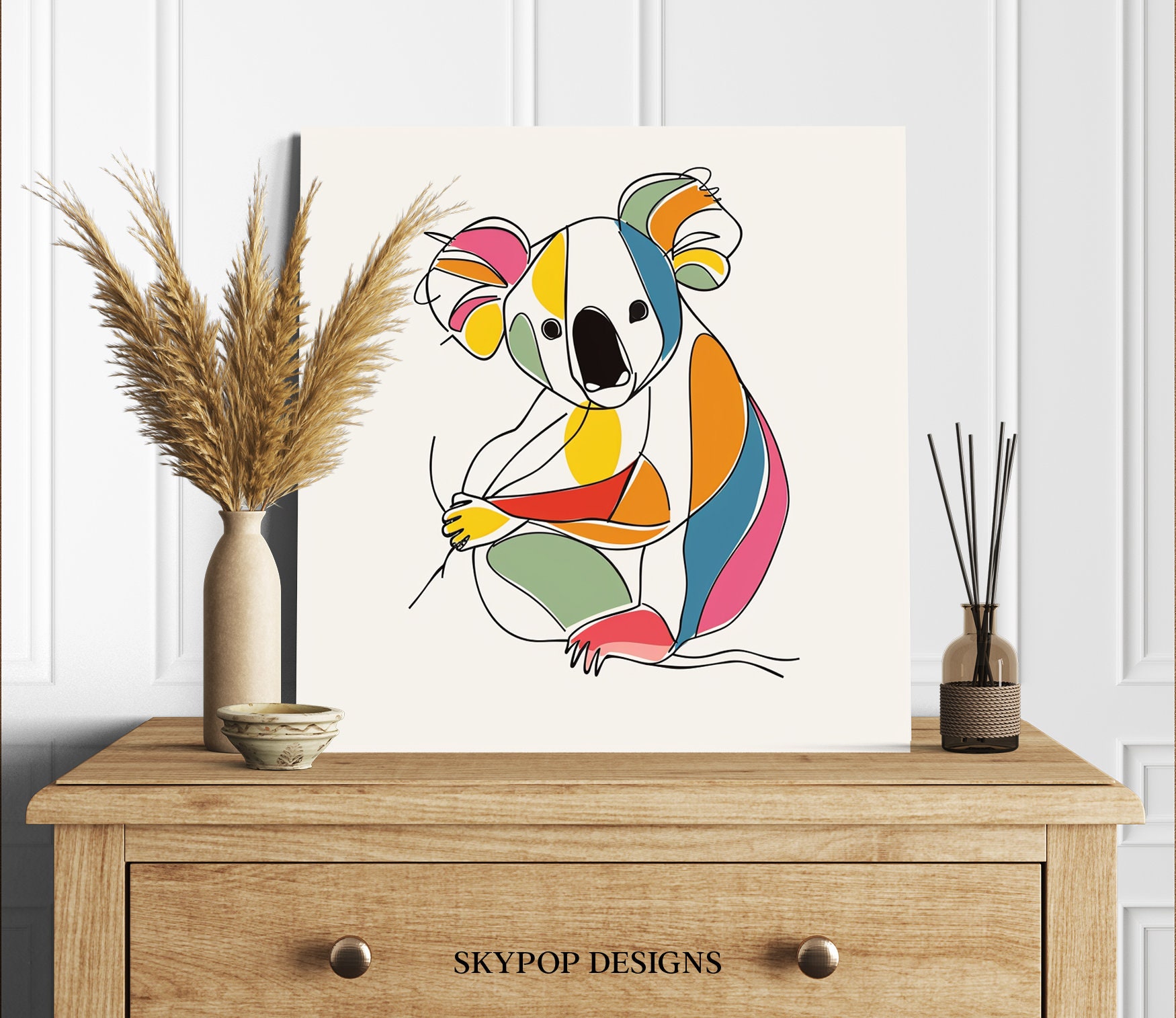 Colorful Koala Kaleidoscope Art, Canvas or Poster, Abstract Animal ...