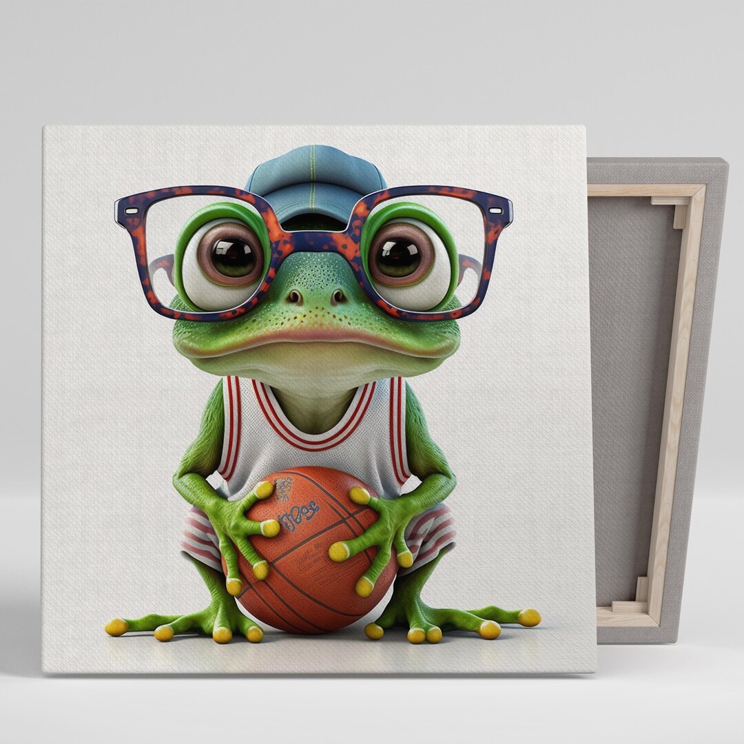 Frog With Glasses Wall Art, Canvas or Poster, Animal Decor, Frog Wall