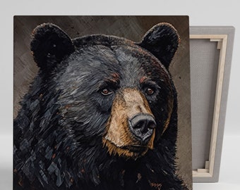 Black Bear Wall Art, Canvas Or Poster, Wild life Artwork, Bear Themed Decor, Animal Artwork, Black Bear Gallery, Living Room Decor, Kids Art