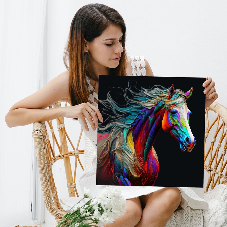 Horse Wall Decor. Canvas Or Poster, Abstract Horse, Horse Room Decor, Horse Gallery Wall, Horse Wall Art, Vibrant Horse Wall hanging bild 3