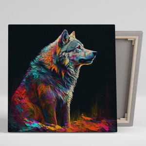 Modern Wolf Art, Wolf  Canvas Or Poster, Vibrant Wolf Art, Wolf  Wall Art, Wildlife, Animal Lovers, Nature, Home Decor, Interior Design